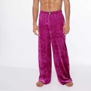 Savage x Fenty Men’s Size Medium Whiskey Room Crushed Velvet Sleep Pant Pink